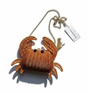 NWT Tommy Bahama Womens woven CrabShaped Wicker Handbag TikTok viral Coastal Fun